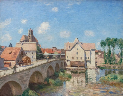 Alfred Sisley’nin Moret Köprüsü adlı empresyonist manzara tablosu