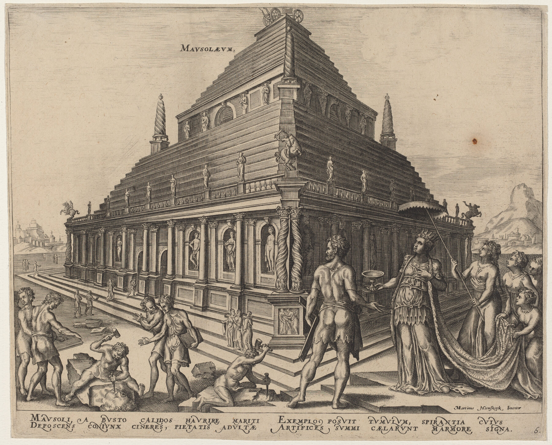 Maerten van Heemskerck’in tasarımına göre Halikarnassos Mozolesi’nin 1572 tarihli temsili görünümü