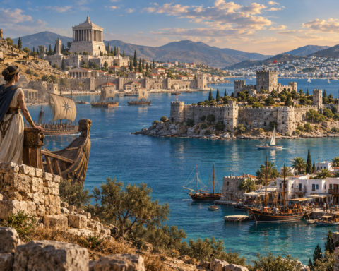 Bodrum’un üç bin yıllık tarihini, Artemisia’yı, Mausoleum’u ve Bodrum Kalesi’ni buluşturan görsel